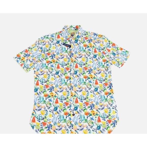 Luchiano Visconti Fruit Print Short-Sleeve Woven Men's Shirt, Size Small - Picture 2 of 6